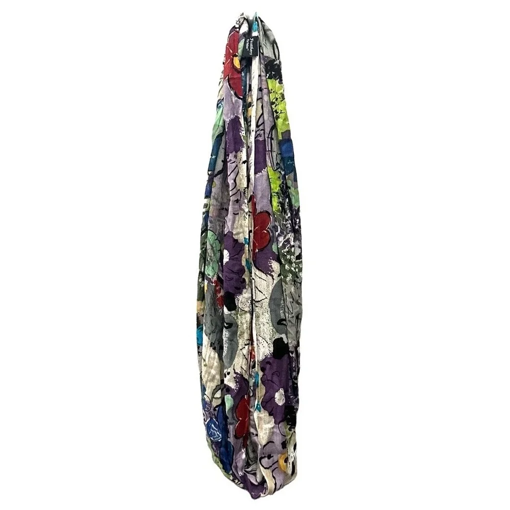 Feathers by Tolani Floral Watercolor Abstract Silk Infinity Scarf Lightweight